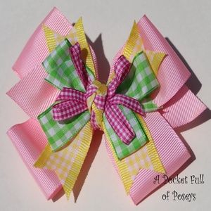 Hair Bow Made to Match Gymboree Lemony Fresh pink